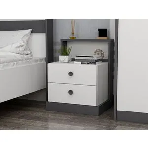 Noćni ormarić Life - Beli i Antracit