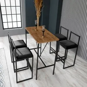 Nordic - Black Walnut
Black Bar Table & Stool Set (5 Pieces)