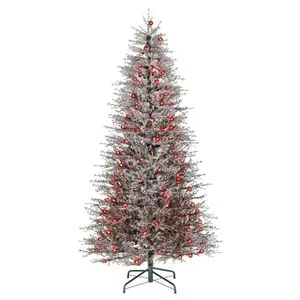 Novogodišnja braon jelka sa crvenim led lampicama 148xH270cm, 1143T,140