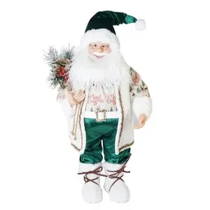 Novogodišnja figura Deda Mraz zeleno/zlatni  H.45CM