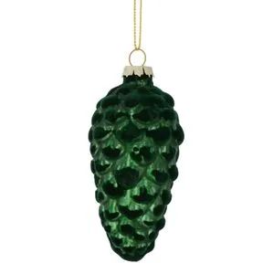 Novogodišnja šišarka , pliš, zelena D.10X22CM staklo