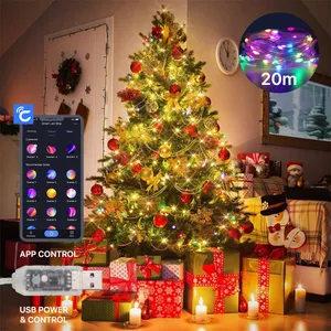 Novogodisnji ukras LED lampice u boji (20m) Bluetooth kontrola putem mobilnog telefona