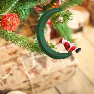 Novogodisnji ukras mesec sa Deda Mrazom