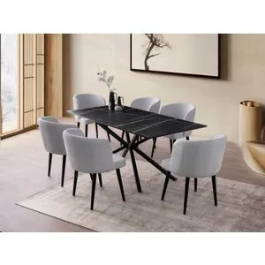 Nox - 3002 Black Marble Dining Table