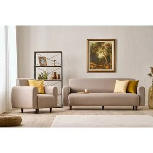 Noya Linen - Cream Cream Sofa Set
