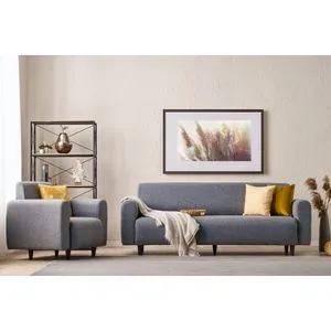 Noya Linen - Grey Grey Sofa Set