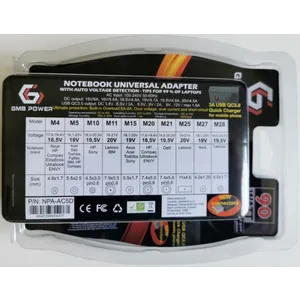 NPA-AC5D **Gembird  univerzalni laptop punjac AC 90W + QC3.0 mob.brzi punjac 3A, auto voltage (1475)