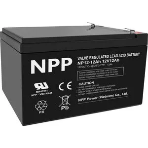 NPP NP12V-12Ah, AGM BATTERY, C20=12AH, T2, 151x98x95x100, 3,3KG, BLACK