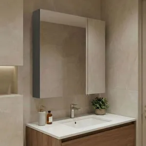 Nuvola 60 v2 - 739 Anthracite Bathroom Cabinet With Mirror