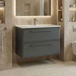 Nuvola 80 v2 - 169 Anthracite Bathroom Cabinet With Sink