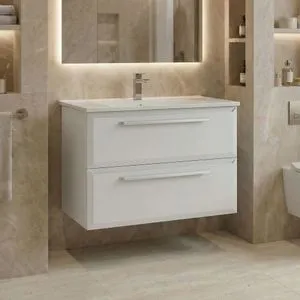 Nuvola 80 v2 - 172 White Bathroom Cabinet With Sink