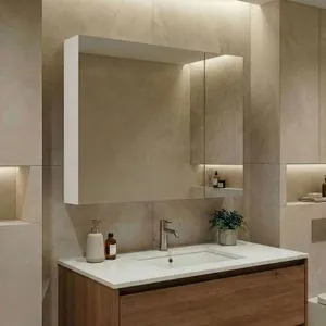 Nuvola 80 v2 - 741 White Bathroom Cabinet With Mirror