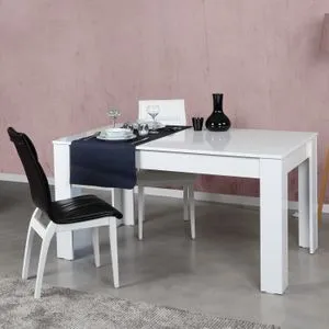 Oblo - Shiny White White Extendable Dining Table