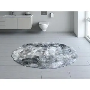 Okrugla Prostirka za kupatilo fi 100cm Sivo/Crna boja