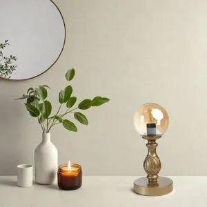 Olimpiyat Eskitme Bal Camlı Masa Lambası Amber
Gold Table Lamp