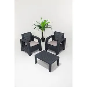 Olimpos 1+1+S Takim - Anthracite Anthracite Garden Lounge Set