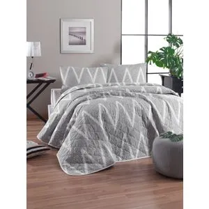 Olivia - Sivi i beli prekrivač za krevet