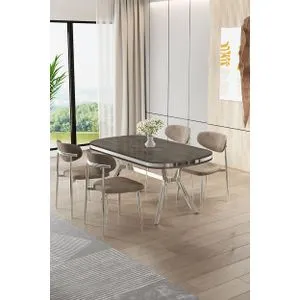 Olya - Anthracite, Chrome, Cappuccino Anthracite
Chrome
Cappuccino Dining Table &amp; Chairs Set (5 Pieces)