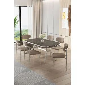Olya - Anthracite, Chrome, Cappuccino Anthracite
Chrome
Cappuccino Dining Table &amp; Chairs Set (7 Pieces)
