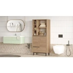 On9C-S Walnut Bathroom Cabinet