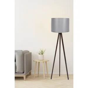 Opviq 103 Siva Podna Lampa sa Orahovim Detaljima