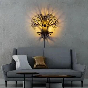 Opviq Heart Tree Crna Zidna Lampa