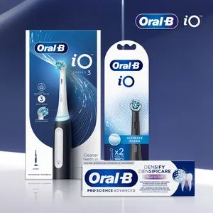 Oral-B - iO3 Black Elektična četkica + Zamenski nastavci 2kom + Densify Deep Clean Pasta za zube