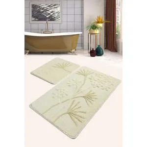 Orkide - Ecru Multicolor Acrylic Bathmat Set (2 Pieces)