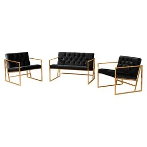 Oslo Gold - Black Black Sofa Set