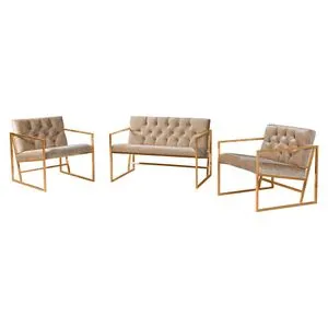 Oslo Gold - Light Brown Light Brown Sofa Set
