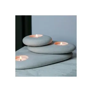 Ovoid 174 Grey Candlestick Set (3 Pieces)