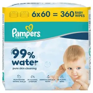 Pampers Baby Wipes Aqua Water 6x60ct