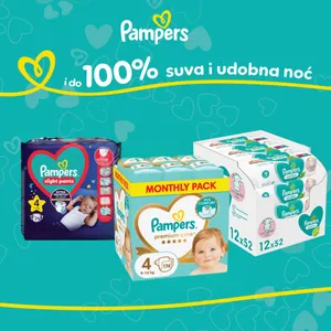 Pampers Dan & Noć paket - Premium Care mesečno pakovanje + Night Pants + XL paket Sensitive maram...