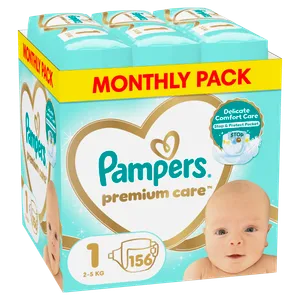 Pampers Premium Care mesečno pakovanje pelena / Veličina 1  / 156 komada pelena / XXL paket