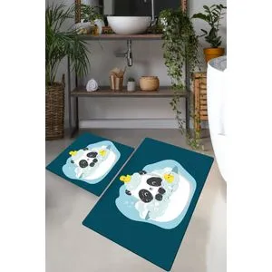Panda In The Water Multicolor Bathmat Set (2 Pieces)
