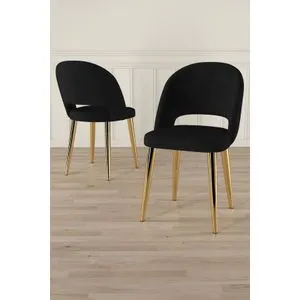 Pane - Crno, Zlatno Crni Set Stolica (6 Komada)