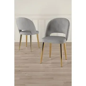 Pane - Sivi i Zlatni Set Stolica (6 Komada)