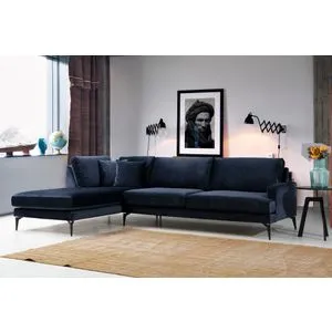 Papira Corner Left (Chl+3R) - Navy Blue Navy Blue Corner Sofa