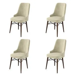 Pare - Smeđa krem stolica set (4 komada)