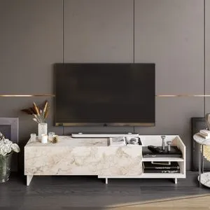 Parion - White White TV Stand