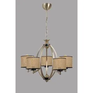 Paul 5 li eskitme avize rattan abajurlu Brown Chandelier