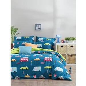 Paula - Blue Blue King Quilted Bedspread Set (FR)