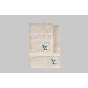 Peace - Beige Beige Hand Towel & Bath Towel Set (2 Pieces)