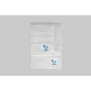 Peace - White White Hand Towel & Bath Towel Set (2 Pieces)