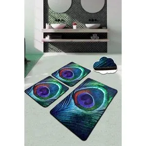Peacock Multicolor Bathmat Set (3 Pieces)