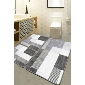 Pendor - Grey Grey Bathmat Set (3 Pieces)