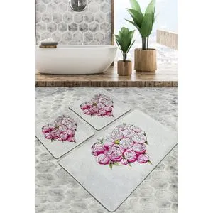 Peonia Djt Multicolor Bathmat Set (3 Pieces)
