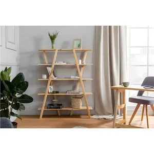 Perla - Birch Oak Study Desk & Bookshelf