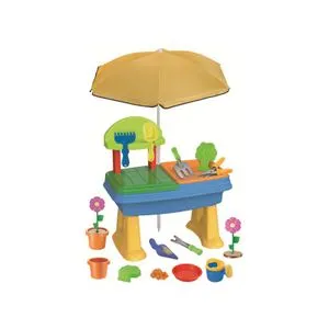 PERTINI Baštenski sto za pesak i vodu sa suncobranom