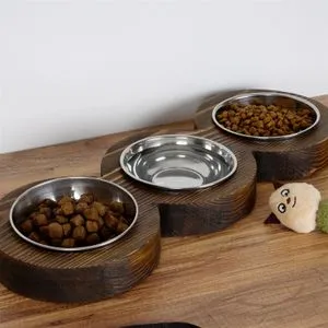 PET010 Orijentalna Činija za Hranu za Kućne Ljubimce od Oraha